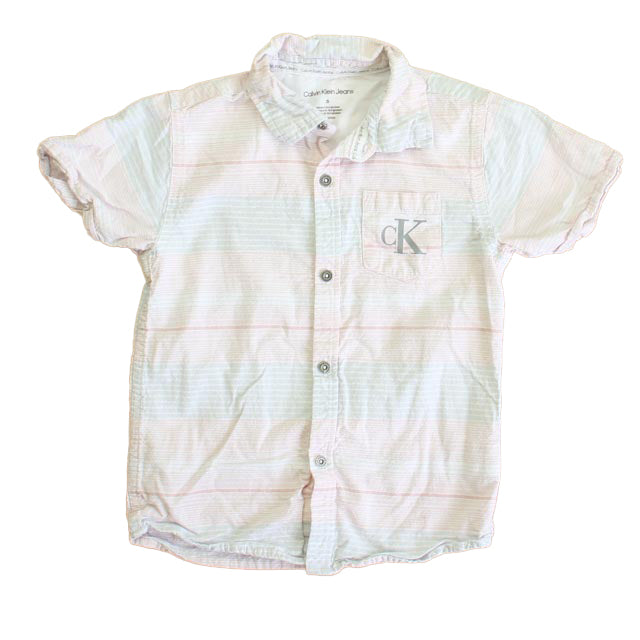 Calvin Klein Boys Blue | Pink Stripe Button Down Short Sleeve Size: 6 Years