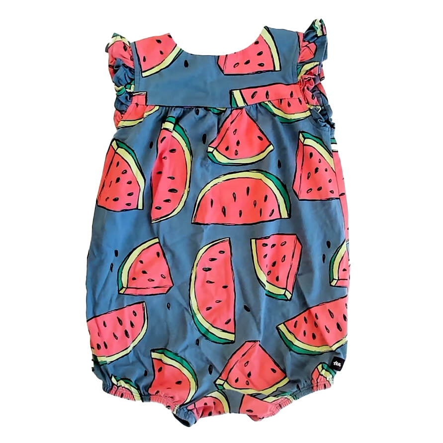 Tea Collection Girls Blue | Pink Watermelon Romper Size: 18-24 Months Blue | Pink Watermelon