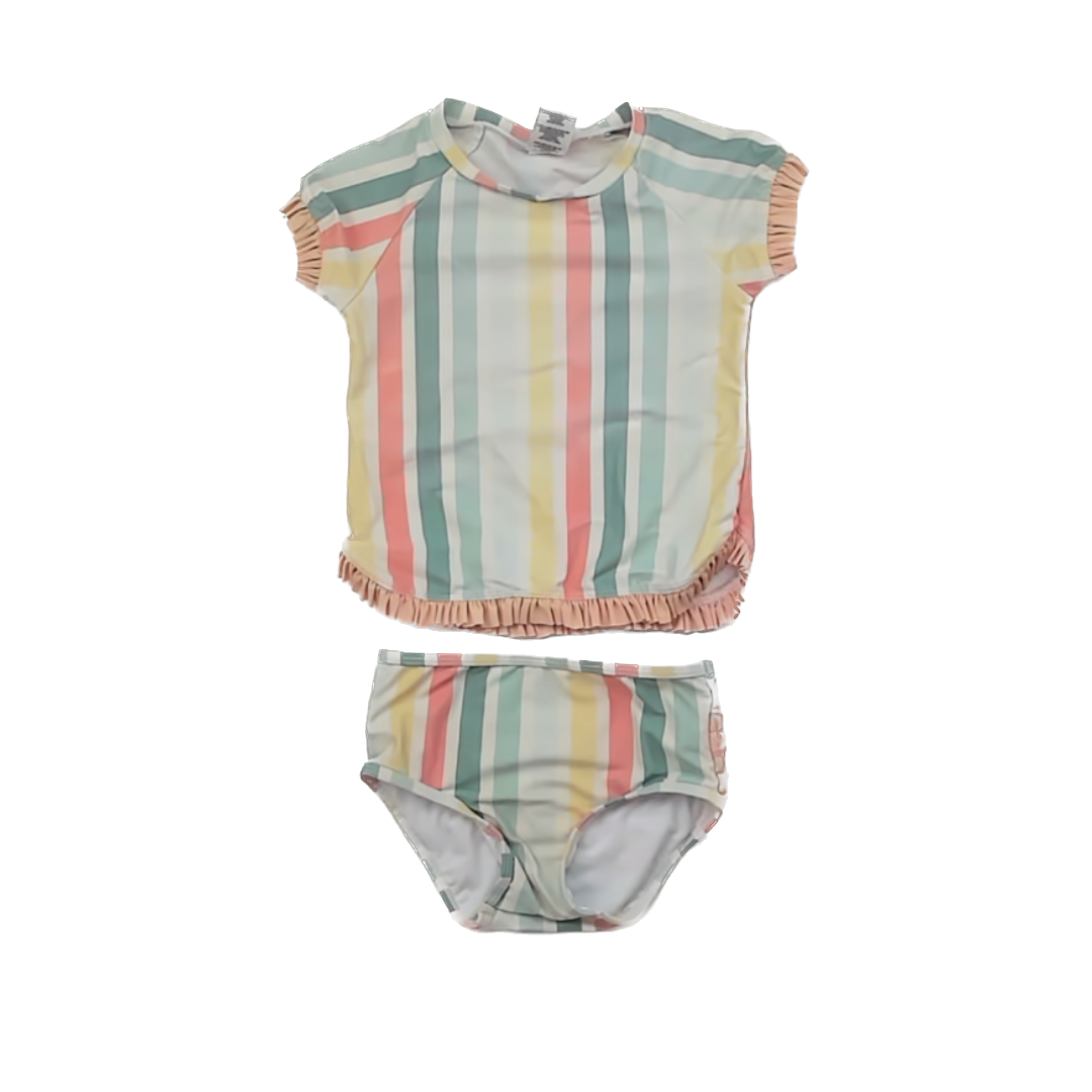 Ruffle Butts Girls Blue | Pink | Yellow 2-piece Swimsuit Size: 2T Blue | Pink | Yellow