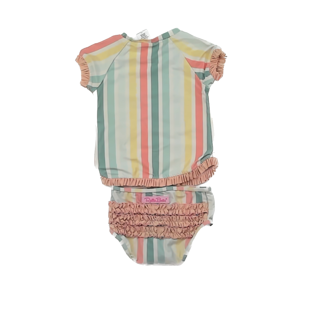 Ruffle Butts Girls Blue | Pink | Yellow 2-piece Swimsuit Size: 2T Blue | Pink | Yellow