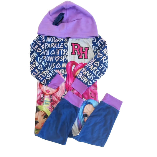 Rainbow High Girls Blue | Pink 1-piece Non-footed Pajamas Size: 4-5T Blue | Pink
