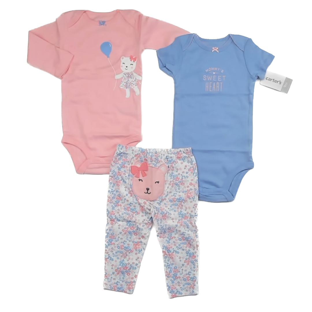 Carter's Girls Blue | Pink Apparel Sets Size: 9 Months Blue | Pink