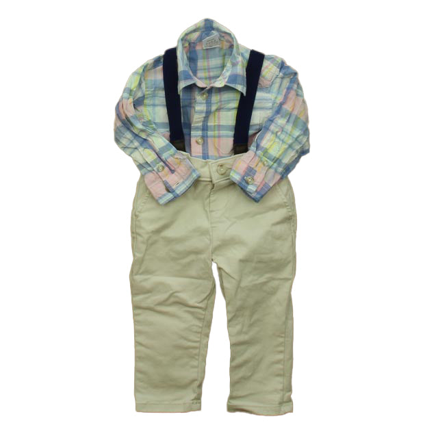 Gymboree Boys Blue Plaid | Khaki Apparel Sets Size: 9-12 Months Blue Plaid | Khaki