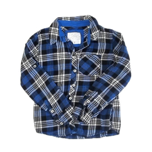 Justice Girls Blue Plaid Blouse Size: 6 Years Blue Plaid
