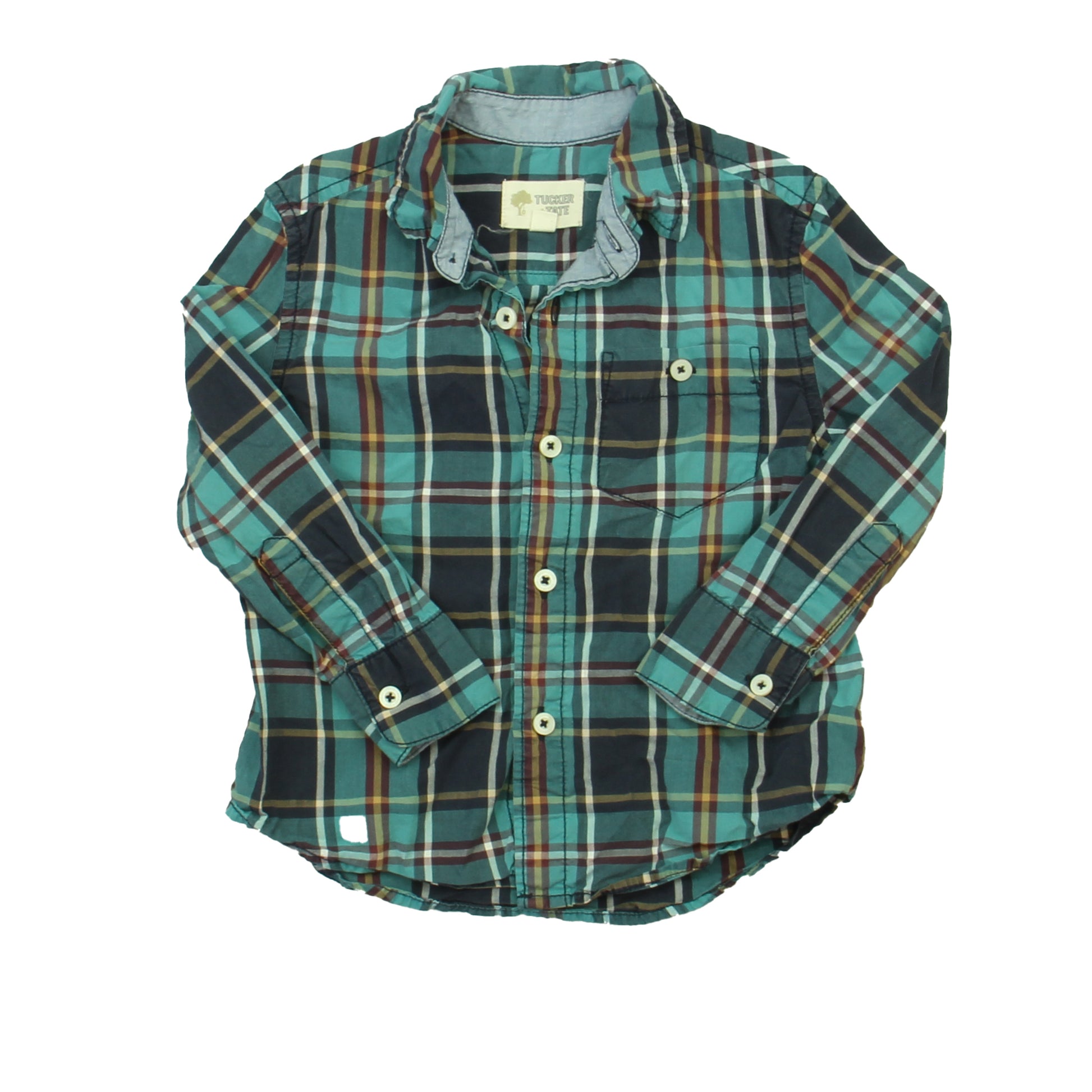 Tucker + Tate Boys Blue Plaid Button Down Long Sleeve Size: 3T Blue Plaid