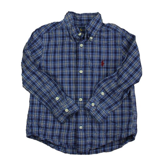 Ralph Lauren Boys Blue Plaid Button Down Long Sleeve Size: 3T Blue Plaid
