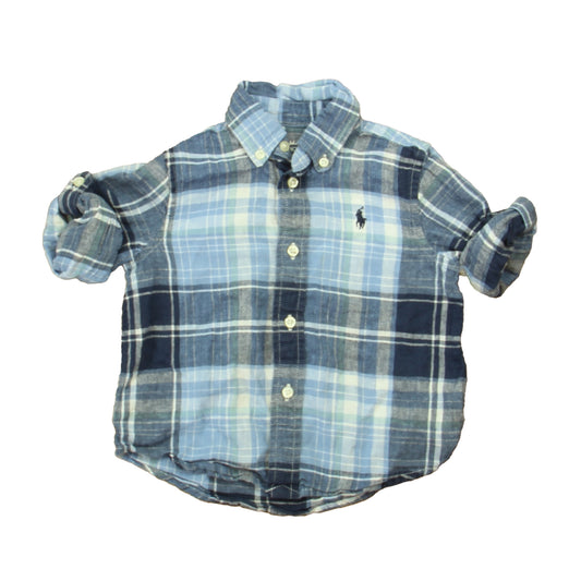 Ralph Lauren Boys Blue Plaid Button Down Long Sleeve Size: 18 Months Blue Plaid