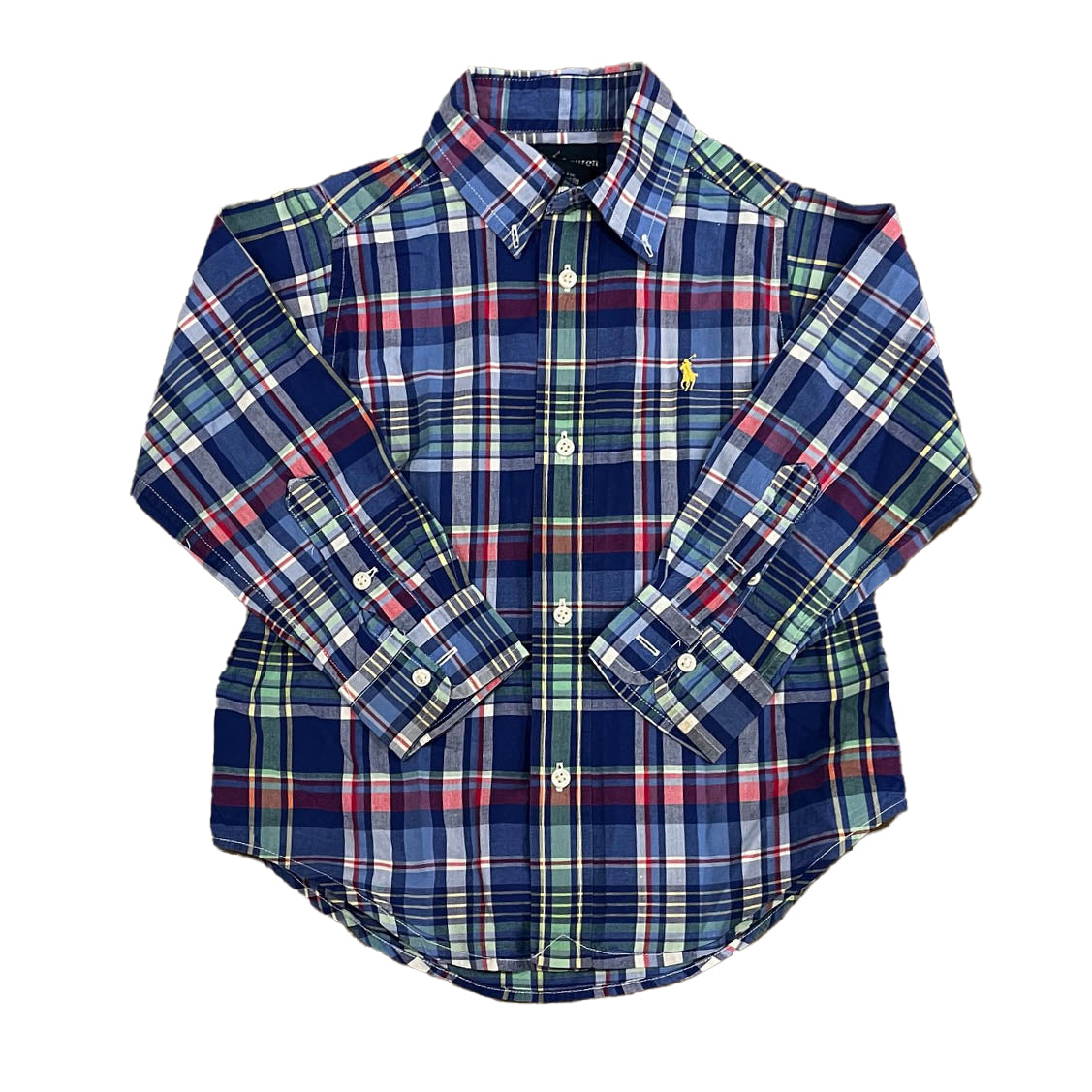 Ralph Lauren Boys Blue Plaid Button Down Long Sleeve Size: 3T