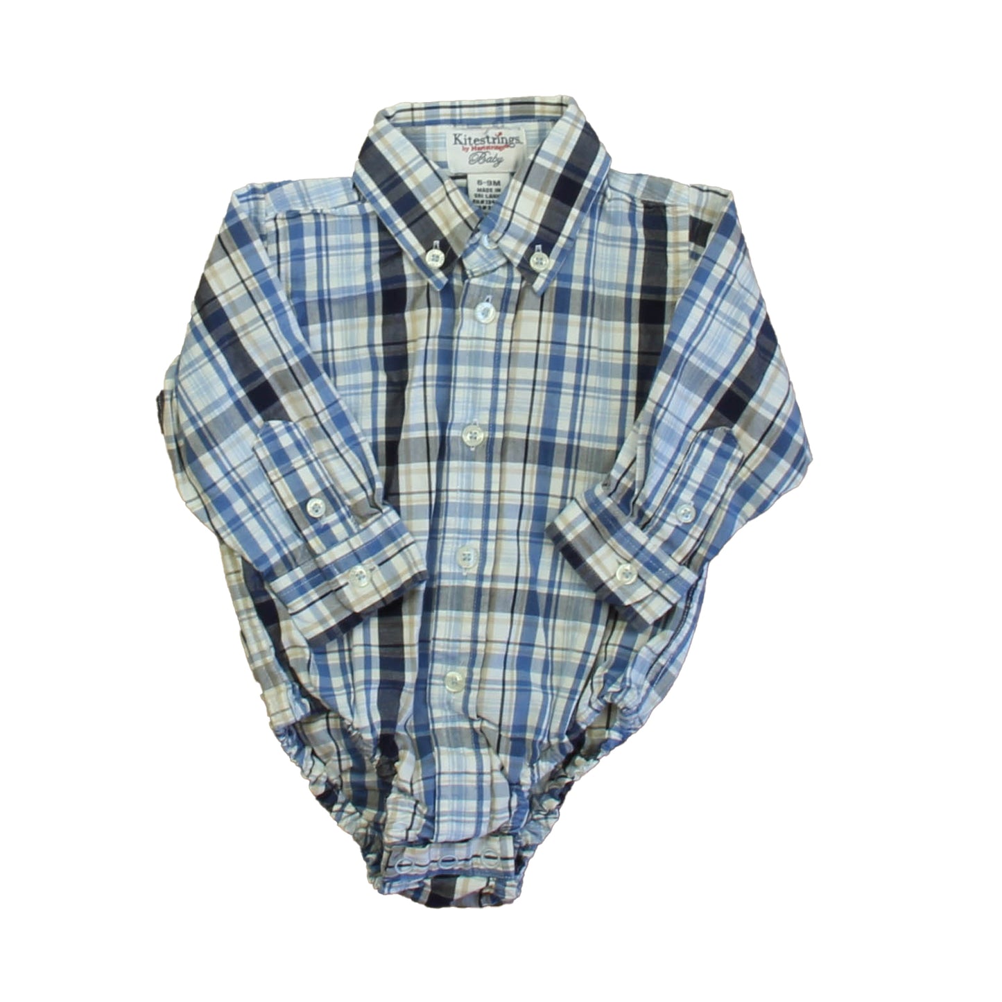 Kitestrings Boys Blue Plaid Button Down Long Sleeve Size: 6-9 Months Blue Plaid