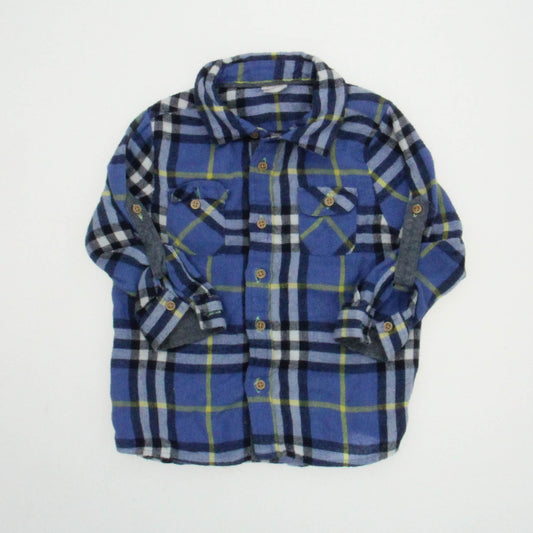 Egg Boys Blue Plaid Button Down Long Sleeve Size: 18 Months Blue Plaid