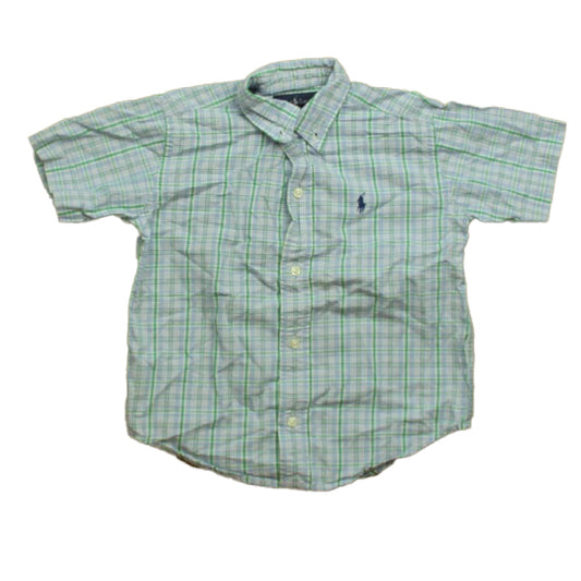 Ralph Lauren Boys Blue Plaid Button Down Short Sleeve Size: 2T Blue Plaid
