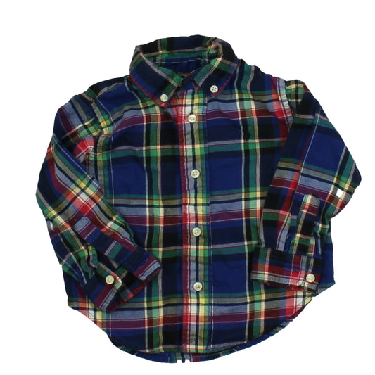 Ralph Lauren Boys Blue | Plaid Button Down Long Sleeve Size: 12 Months Blue | Plaid
