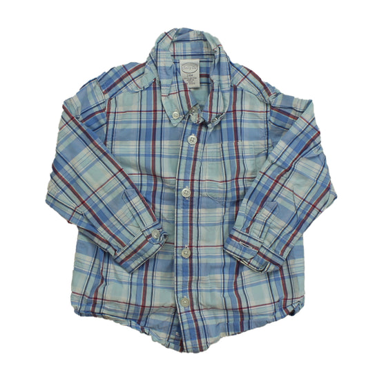 Starting Out Boys Blue | Plaid Button Down Long Sleeve Size: 24 Months Blue | Plaid