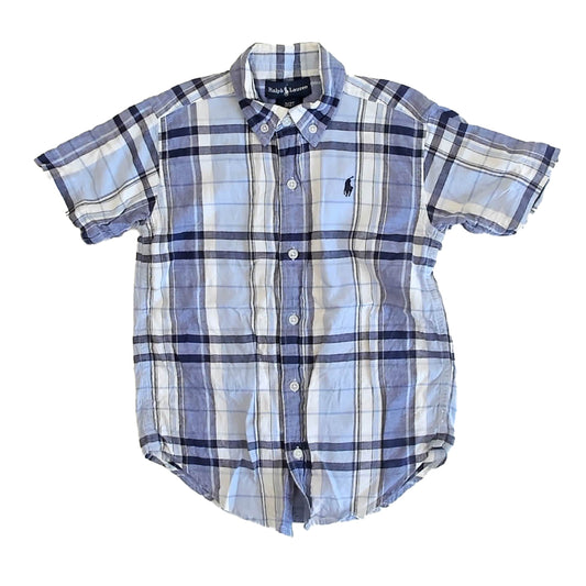 Ralph Lauren Boys Blue Plaid Button Down Short Sleeve Size: 2T Blue Plaid
