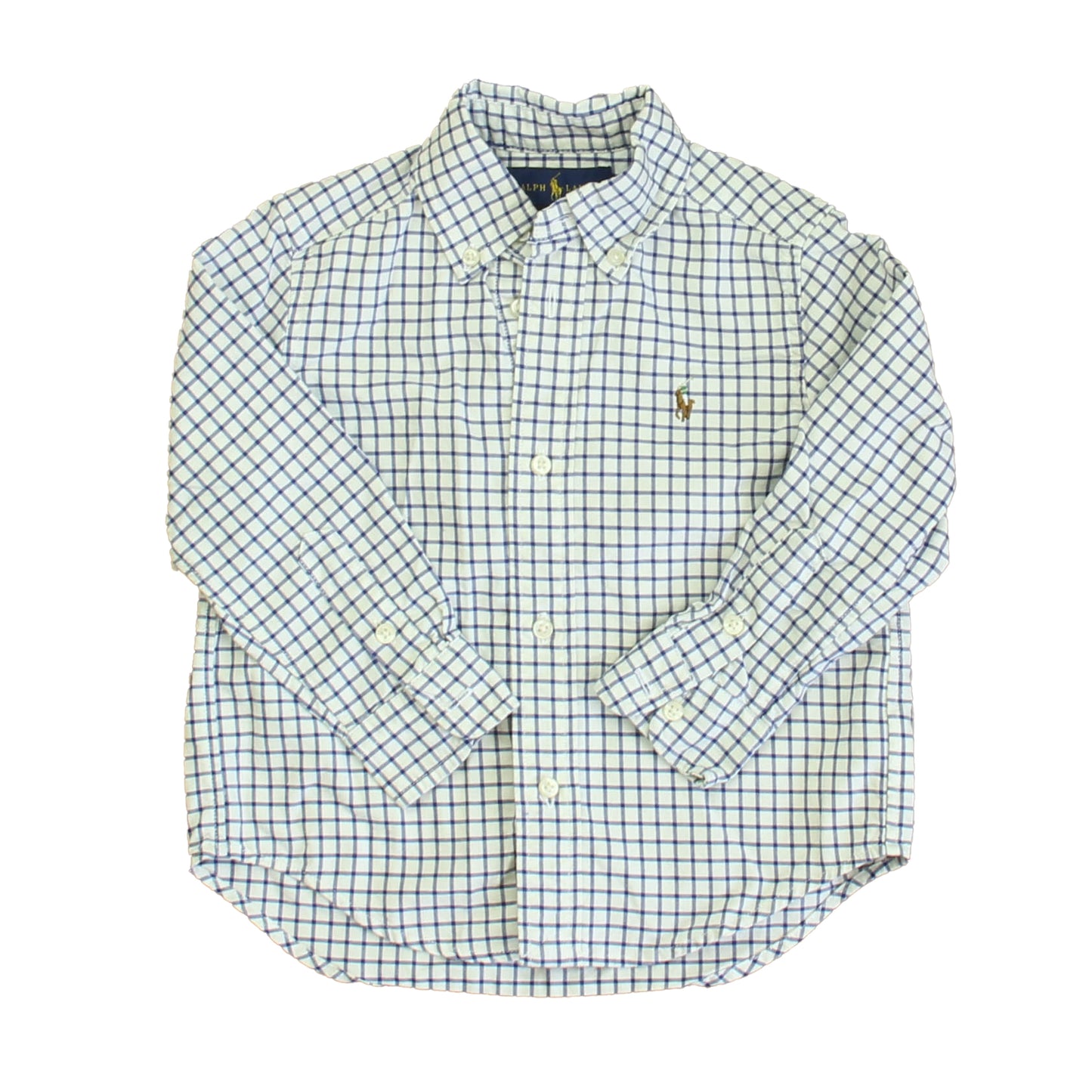Ralph Lauren Boys Blue Plaid Button Down Long Sleeve Size: 2T Blue Plaid