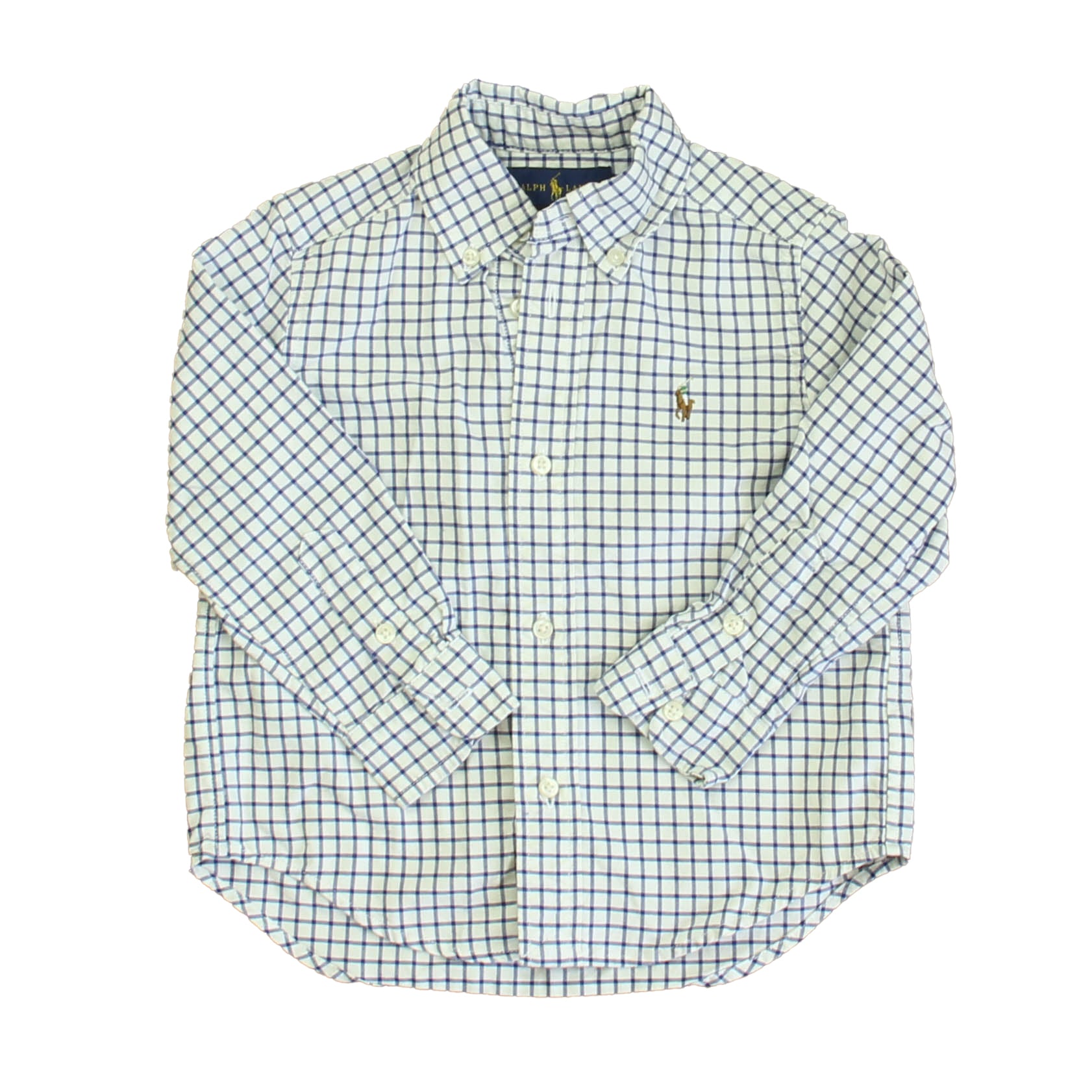 Ralph Lauren Boys Blue Plaid Button Down Long Sleeve Size: 2T Blue Plaid