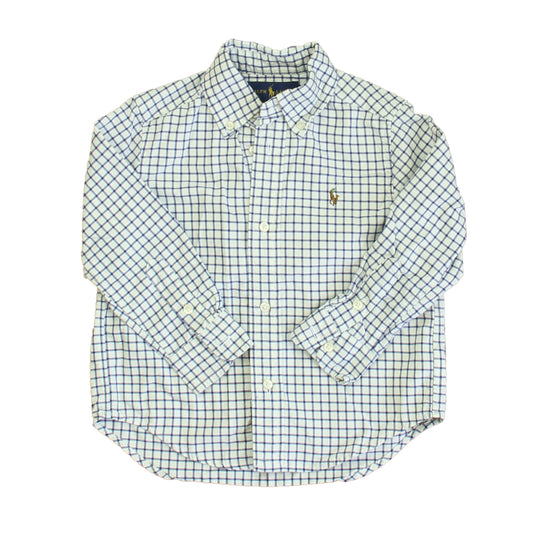 Ralph Lauren Boys Blue Plaid Button Down Long Sleeve Size: 2T