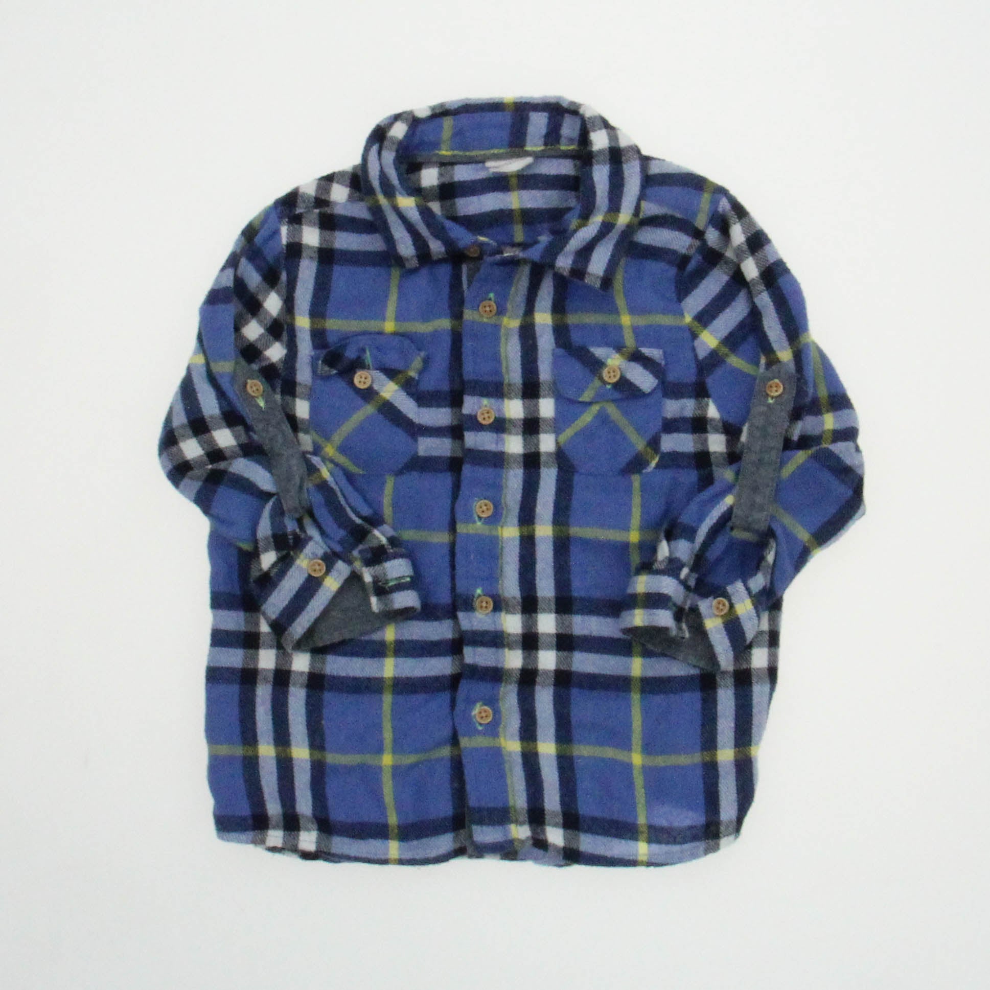Egg Boys Blue Plaid Button Down Long Sleeve Size: 18 Months Blue Plaid