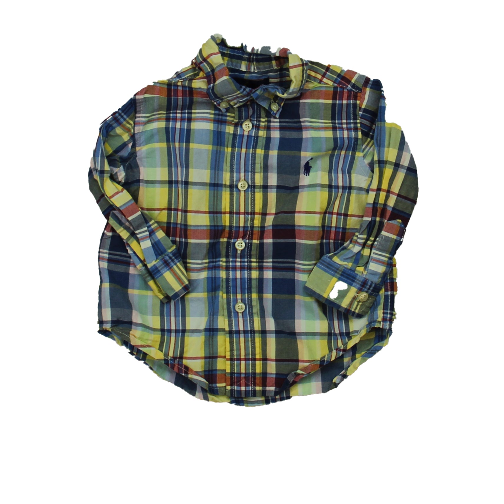 Ralph Lauren Boys Blue Plaid Button Down Long Sleeve Size: 12 Months Blue Plaid