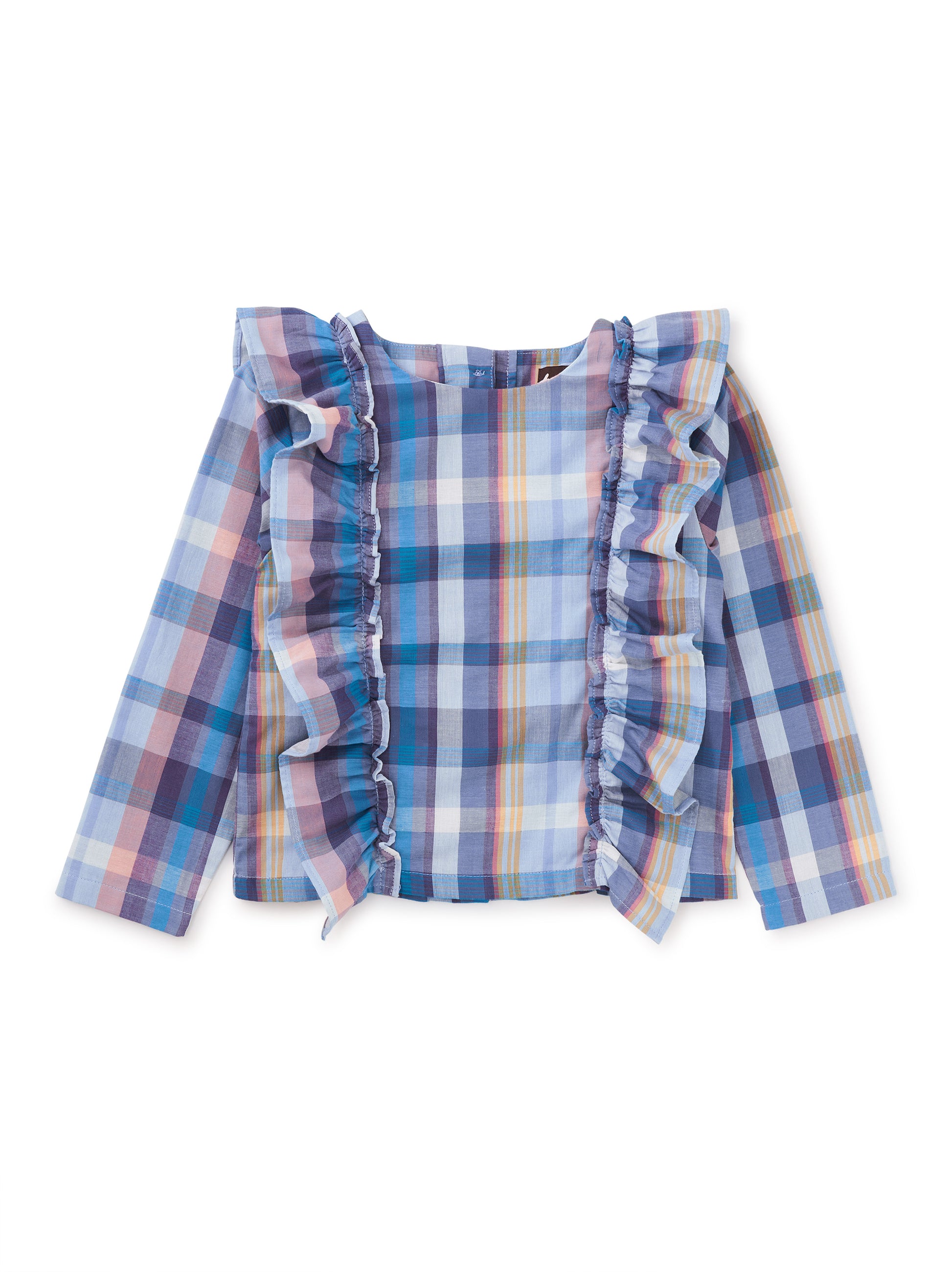 Tea Collection Girls Blue Plaid Blouse Size: 16 Years Blue Plaid