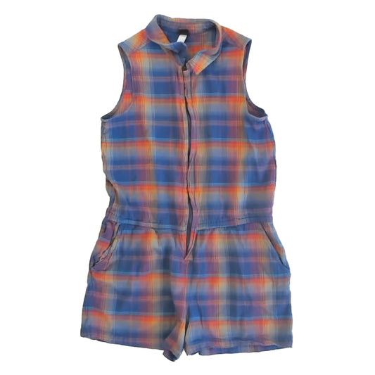Tea Collection Girls Blue Plaid Romper Size: 14 Years Blue Plaid