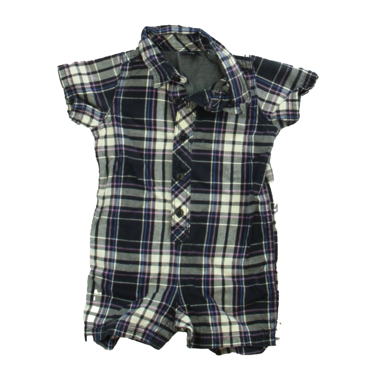 Gap Boys Blue Plaid Romper Size: 3-6 Months Blue Plaid