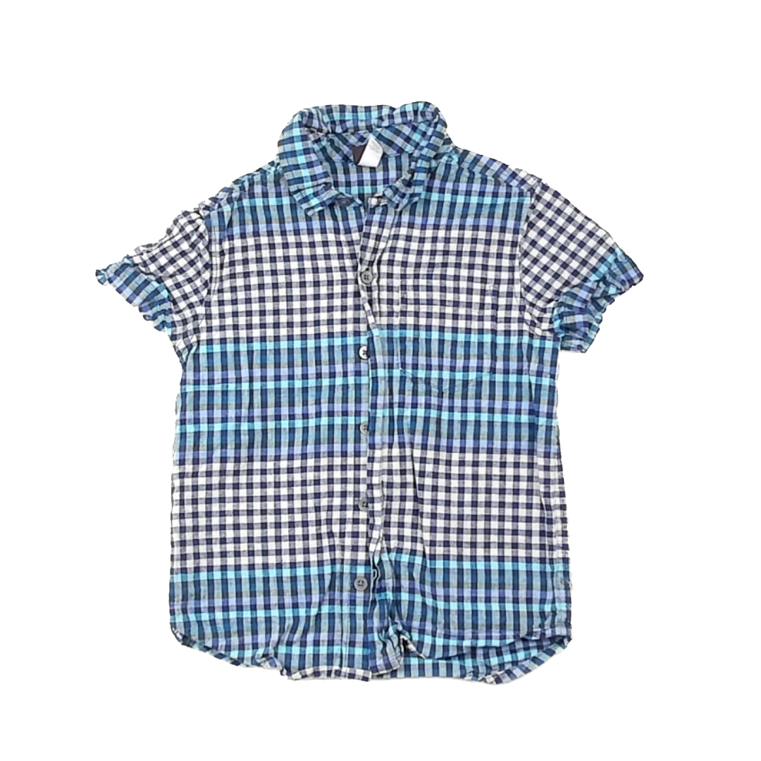 Tea Collection Boys Blue | Plaid Button Down Short Sleeve Size: 7 Years Blue | Plaid