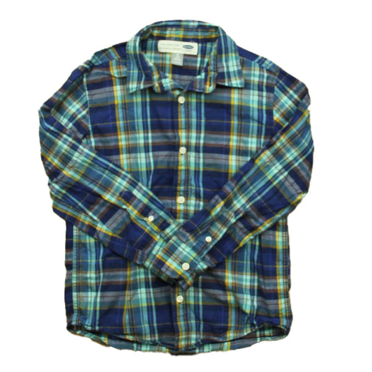 Old Navy Boys Blue Plaid Button Down Long Sleeve Size: 8 Years