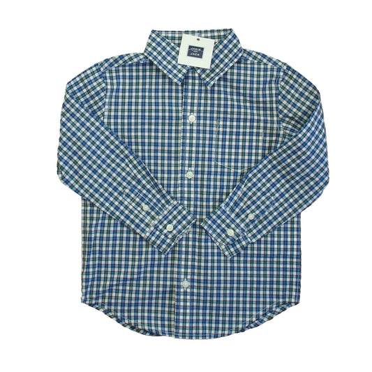 Janie and Jack Boys Blue Plaid Button Down Long Sleeve Size: 3T