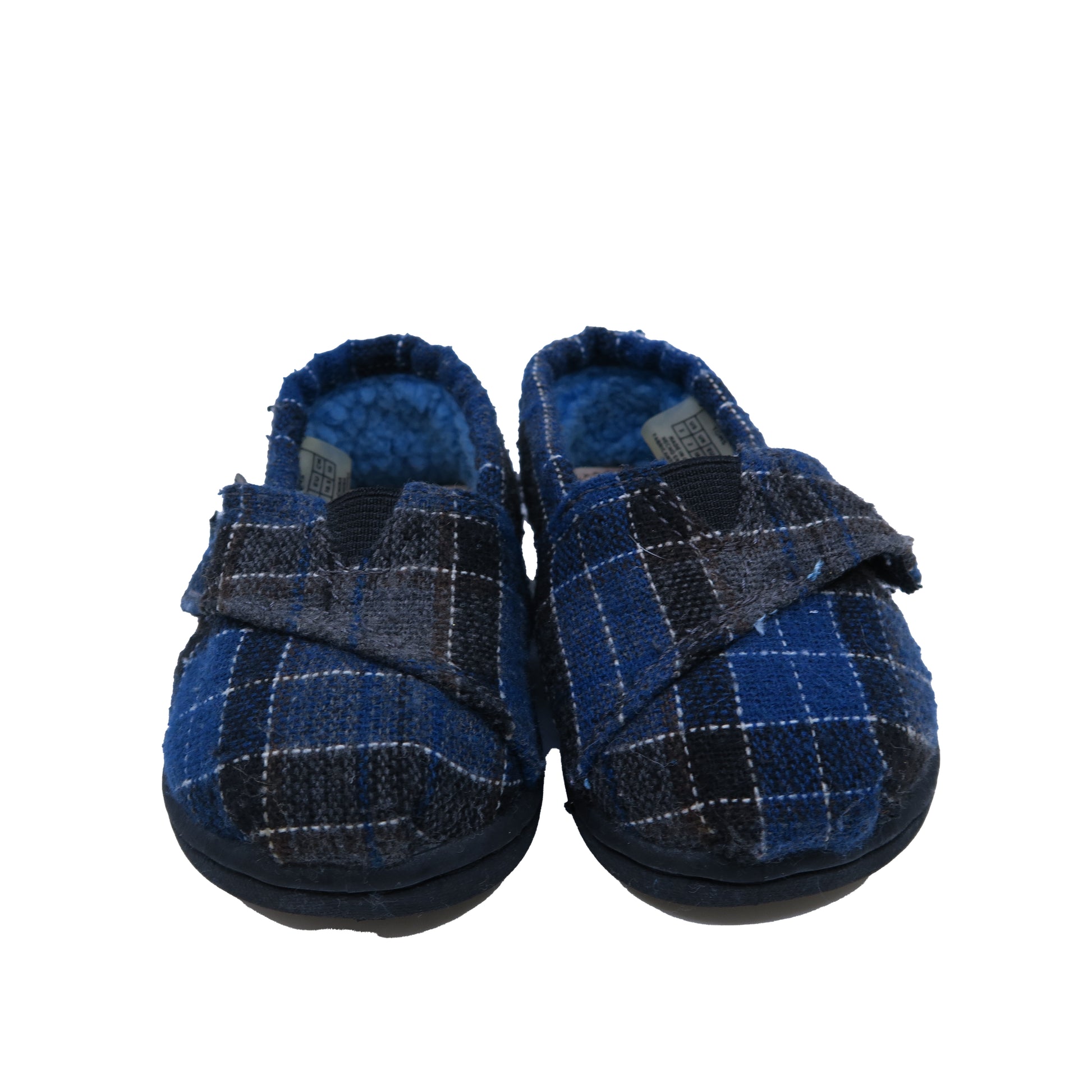 Toms Boys Blue Plaid Shoes Size: 2 Infant Blue Plaid