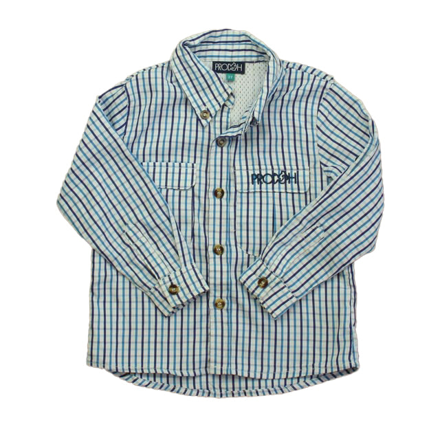 Prodah Boys Blue Plaid Button Down Long Sleeve Size: 3T