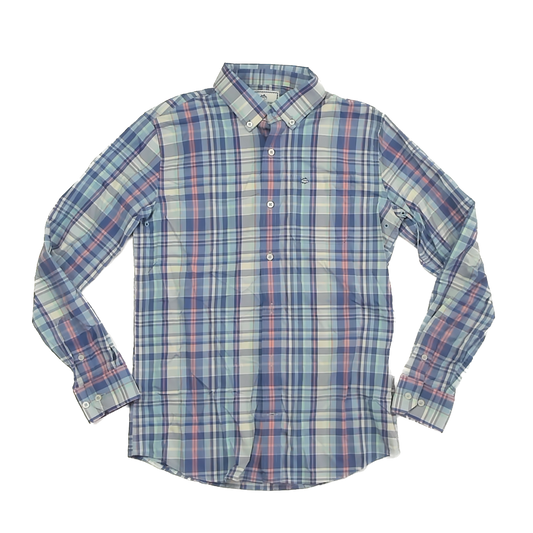 Southern Tide Boys Blue Plaid Button Down Long Sleeve Size: 16 Years Blue Plaid