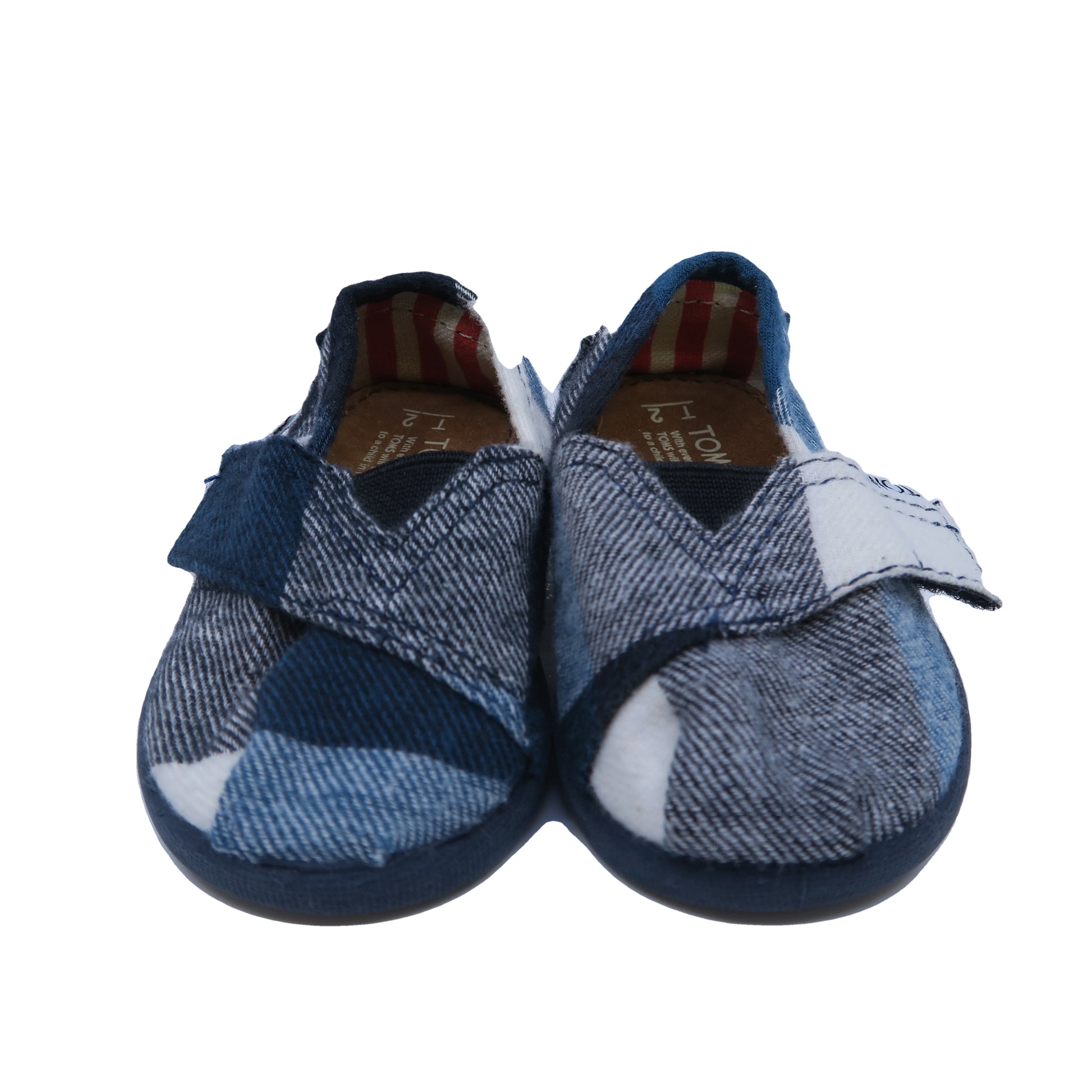 Toms Boys Blue Plaid Shoes Size: 2 Infant Blue Plaid