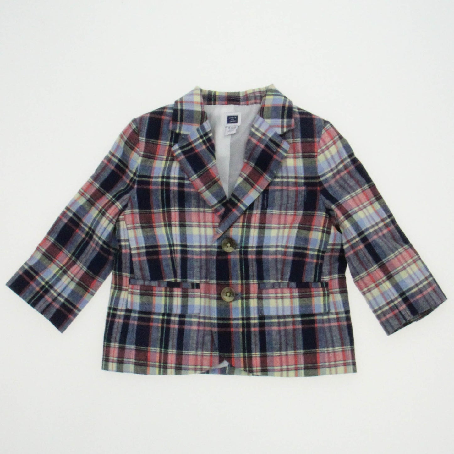Janie and Jack Boys Blue Plaid Sports Coat Size: 6-12 Months