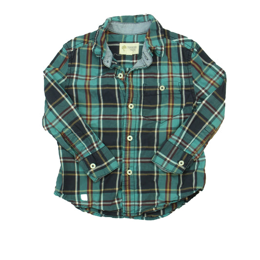 Tucker + Tate Boys Blue Plaid Button Down Long Sleeve Size: 3T Blue Plaid