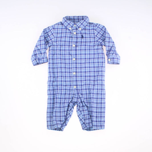 Ralph Lauren Boys Blue Plaid Long Sleeve Outfit Size: 3 Months Blue Plaid