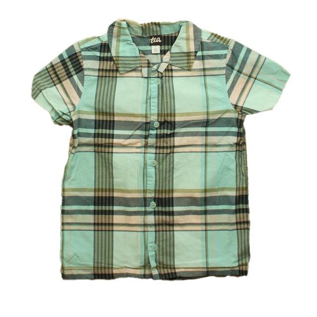 Tea Boys Blue | Plaid Button Down Short Sleeve Size: 7 Years