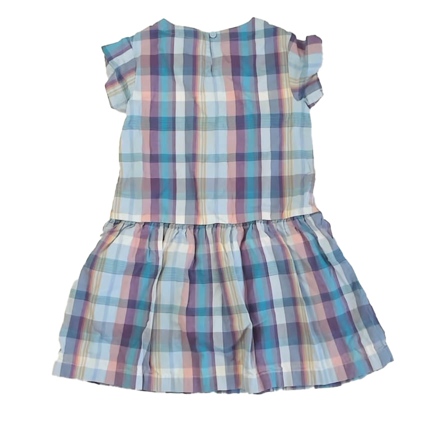 Tea Collection Girls Blue Plaid Dress Size: 7 Years Blue Plaid