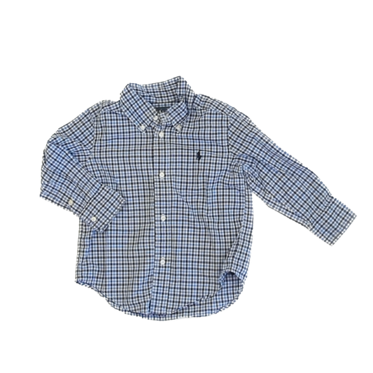 Ralph Lauren Boys Blue Plaid Button Down Long Sleeve Size: 2T Blue Plaid