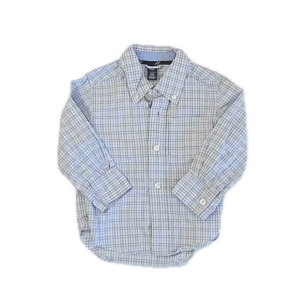 Gap Boys Blue Plaid Button Down Long Sleeve Size: 18-24 Months Blue Plaid