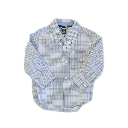 Gap Boys Blue Plaid Button Down Long Sleeve Size: 18-24 Months Blue Plaid