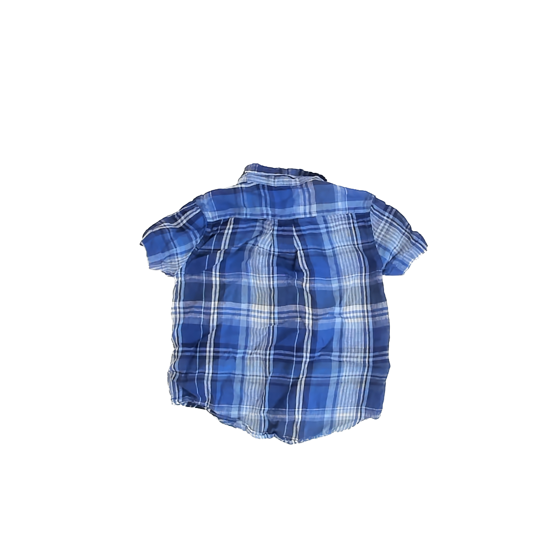 Ralph Lauren Boys Blue Plaid Button Down Short Sleeve Size: 4T Blue Plaid