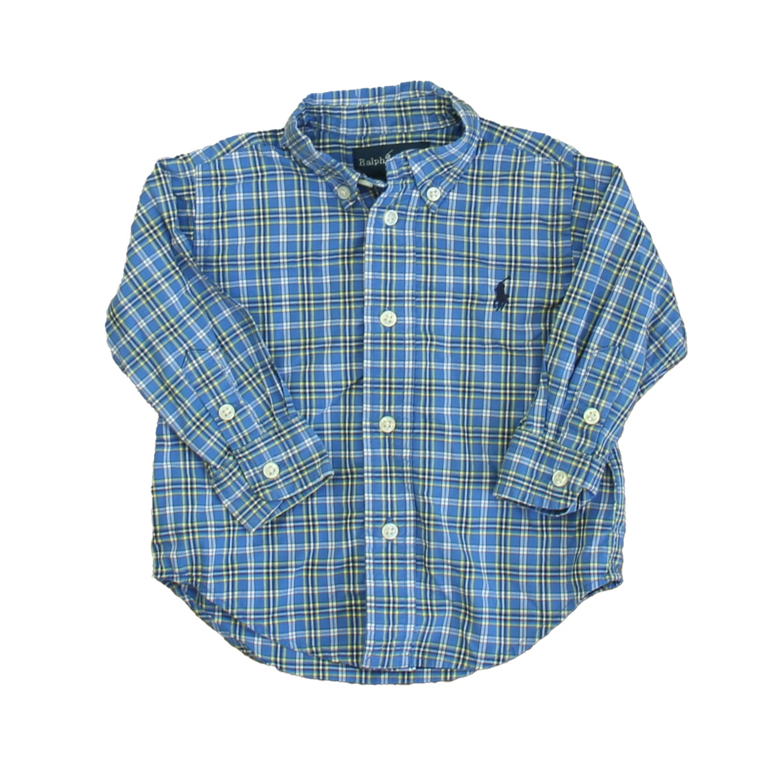 Ralph Lauren Boys Blue Plaid Button Down Long Sleeve Size: 12 Months Blue Plaid