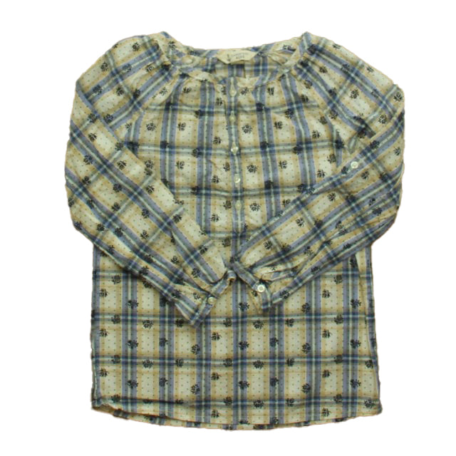 Lands' End Girls Blue Plaid Blouse Size: 4T