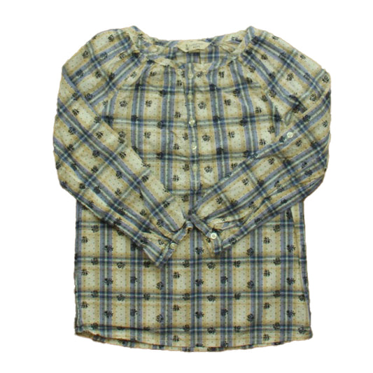 Lands' End Girls Blue Plaid Blouse Size: 4T
