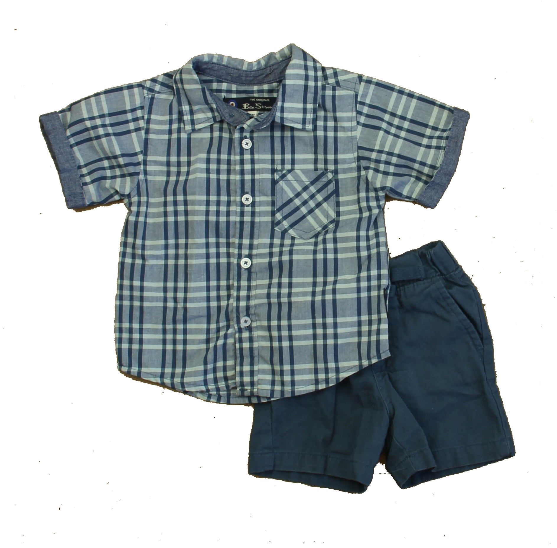 Ben Sherman Boys Blue Plaid Apparel Sets Size: 12 Months Blue Plaid