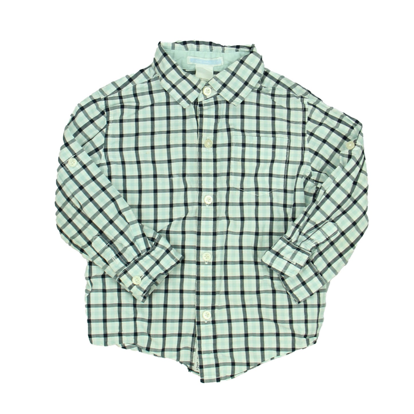 Janie and Jack Boys Blue Plaid Button Down Long Sleeve Size: 18-24 Months Blue Plaid