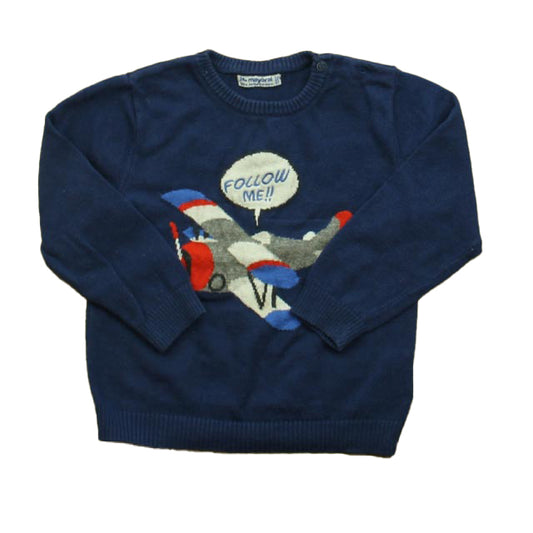 Mayoral Boys Blue Plane Sweater Size: 24 Months