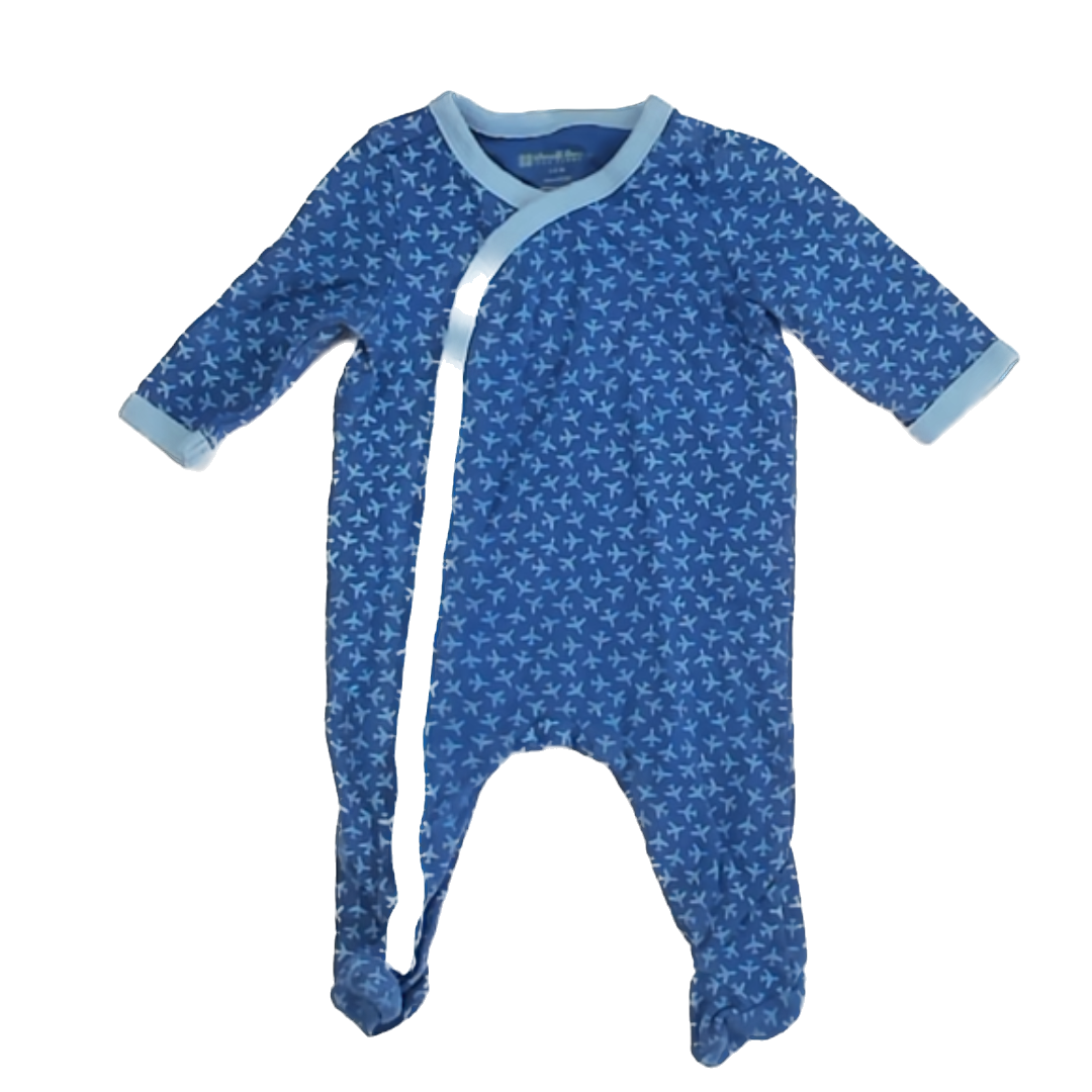 Dwell Studio Boys Blue | Planes 1-piece footed Pajamas Size: 3-6 Months Blue | Planes