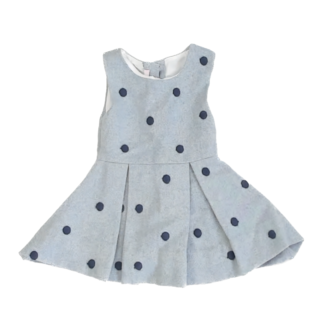 L'infant Luxe Girls Blue Polka Dots Dress Size: 18 M Blue Polka Dots